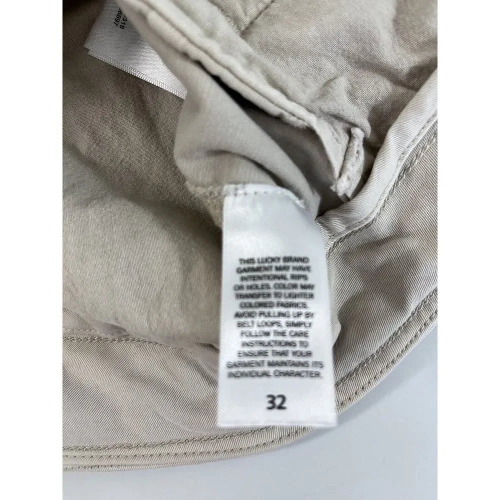Lucky Brand Shorts Men's Twill Stretch Short Sz 32 FlatChino Khaki Beige Casual